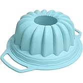 Pharamat Large Size Silicone Cake Pan with Handle, Silicone Fluted Baking Pan, Baking Mold Easy to Clean, Great for Cake, Jello, Bread