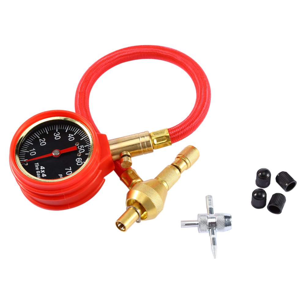 60PSI Car Tyre Pressure Gauge, Heavy Duty Tyre Deflators Tire Air Pressure Gauge/Dial Valve Tool Kit with a Case for Auto, Motorcycle and