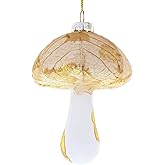 Gold Glitter Mushroom Glass Christmas Ornament