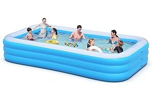 LYLTING Extra Large Inflatable Pool for Adults, 145"x74"x22" Big Thickened Swimming Pool, Full Size Family Blow Up Pools for Backyard Home Garden Lawn Indoor Outdoor
