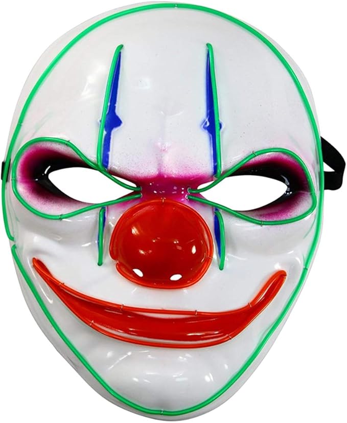 Zebroau LED Clown Glow Mask Cold Light Up Scary Death Skull Mask