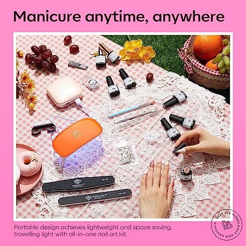 Modelones 20PCS Gel Nail Polish Kit with U V Light Starter kit-6 Colors Hot Pink Rose Red Soak Off Gel Polish Set, Portable Mini LED Lamp, Base Top Coat, All in One Manicure Kit DIY Salon Gift