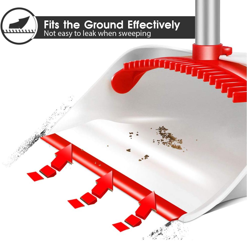 Upright Broom and Dustpan Set with 52" Long Handle Easy to Store Dust Pan Broom with Comb Household Cleaning Supplies Easy to Assemble for Home Kitchen Room Office Outdoor Indoor: Garden & Outdoor