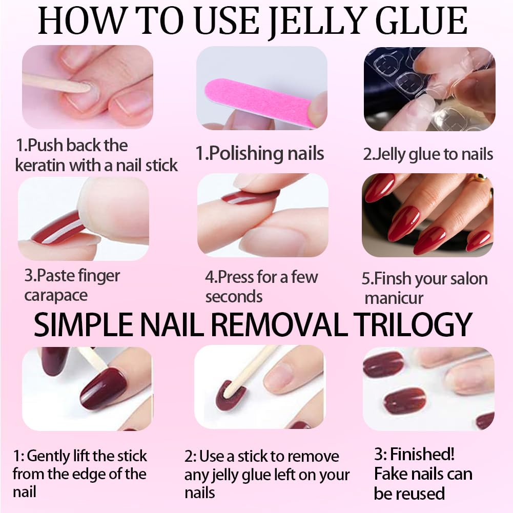 Hrnsnails Nails Press Ons, White French Tip Press On Nails Medium Square Fake Nails with Glossy Design, Artificial Press On Nail Kit Stick On Nails for Women-32Pcs - Image 6