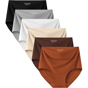 Kalapa Seamless Womens Underwear High Waisted No Show Briefs Silky Stretch Breathable Full Coverage Ladies Panties Multi Pack