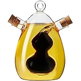 PARACITY Oil and Vinegar Dispenser Bottle 2 in 1, Olive Oil Dispenser Bottle for Kitchen with Cork Stoppers, 12OZ Transparent Glass Vinegar Dispenser