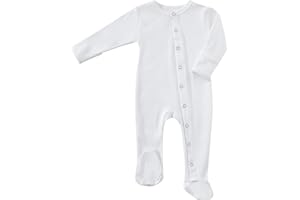 KISBINI Baby Footed Pajamas with Mitten Cuffs Unisex Cotton Snap-up Romper Jumpsuit Sleep and Play 0-12 Months Footies