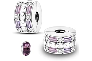 LNQOBU Clip/Stopper Beads Charms for Bracelets & Necklaces 925 Sterling Silver for Pandora Snake Chain Bracelets Jewelry Gift