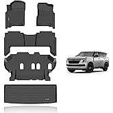 KELCSEECS® Floor Mats & Cargo Liner Custom for 2019-2024 Nissan Armada/Infiniti QX80 8 SeatsBench Seat Waterproof All Weather Mats Guard Automotive Liners Full Set Accessories Black