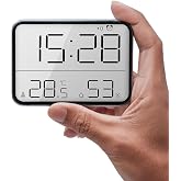 GooDay Smart Digital Alarm Clock, w/Magnetic Attraction, Indoor Temperature Humidity, HD Screen Hour Date, Battery Operated - Black