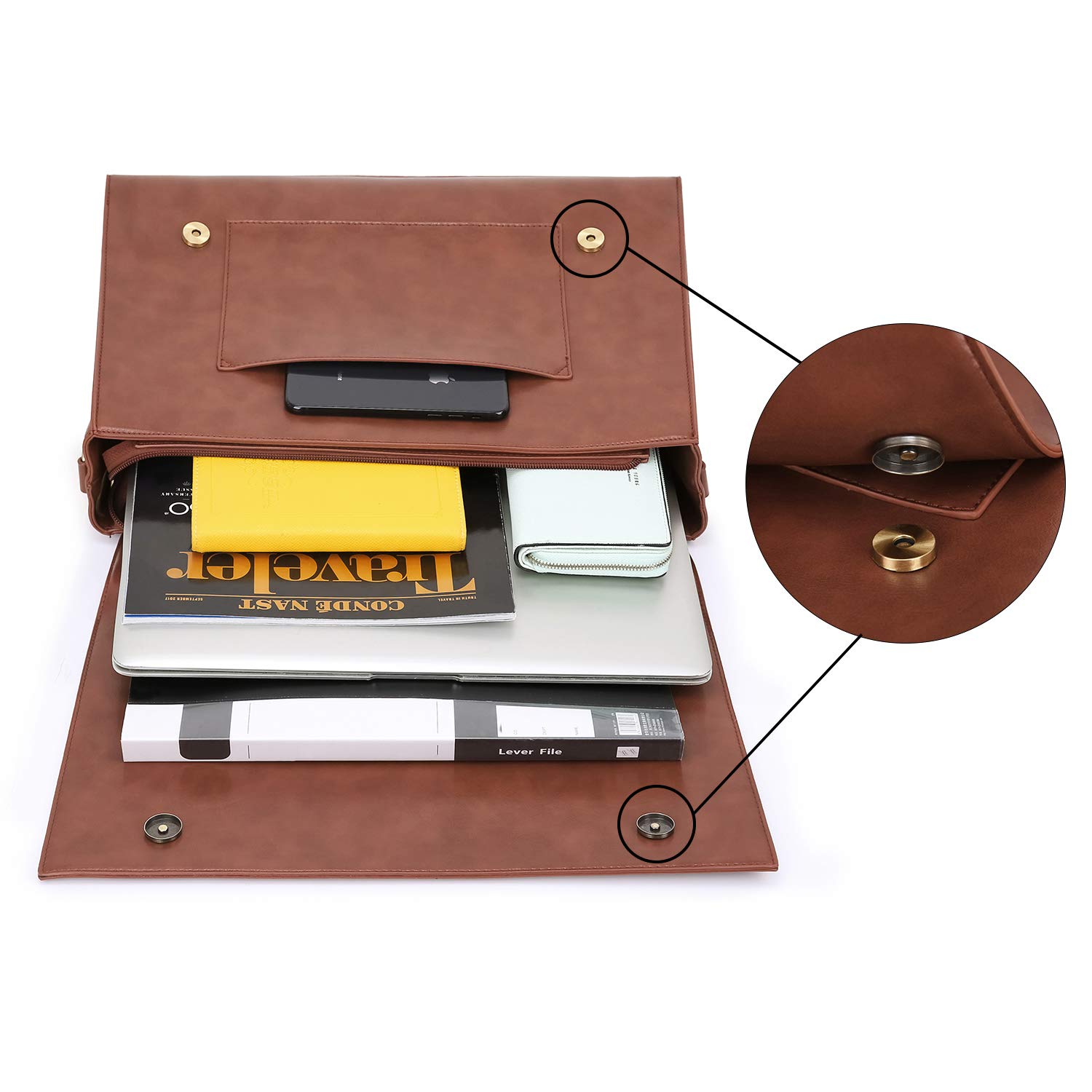 ECOSUSI Women's Briefcase Vegan Leather Laptop Bag for Work Shoulder Computer Satchel Bag with Detachable Bow