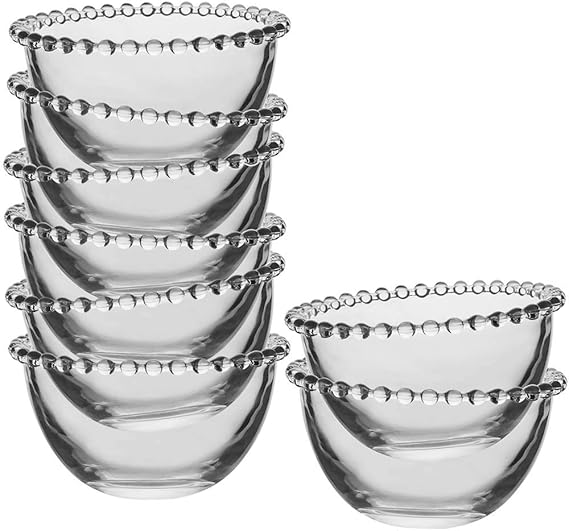 Set of 8 Glass Bowls Beaded Edge Dessert Bowls Amazon.co.uk Kitchen