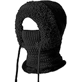 3-in-1 Winter Beanie Hat Set with Fleece Lined Scarf and Face Mask,Women and Men Knitted Cold Weather Balaclava Hood