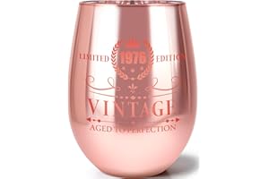 50th Birthday Gifts for Her - Vintage 1976 Rose Gold 50th Birthday Wine Glass Engraved Crystal - 50th Birthday Decorations fo