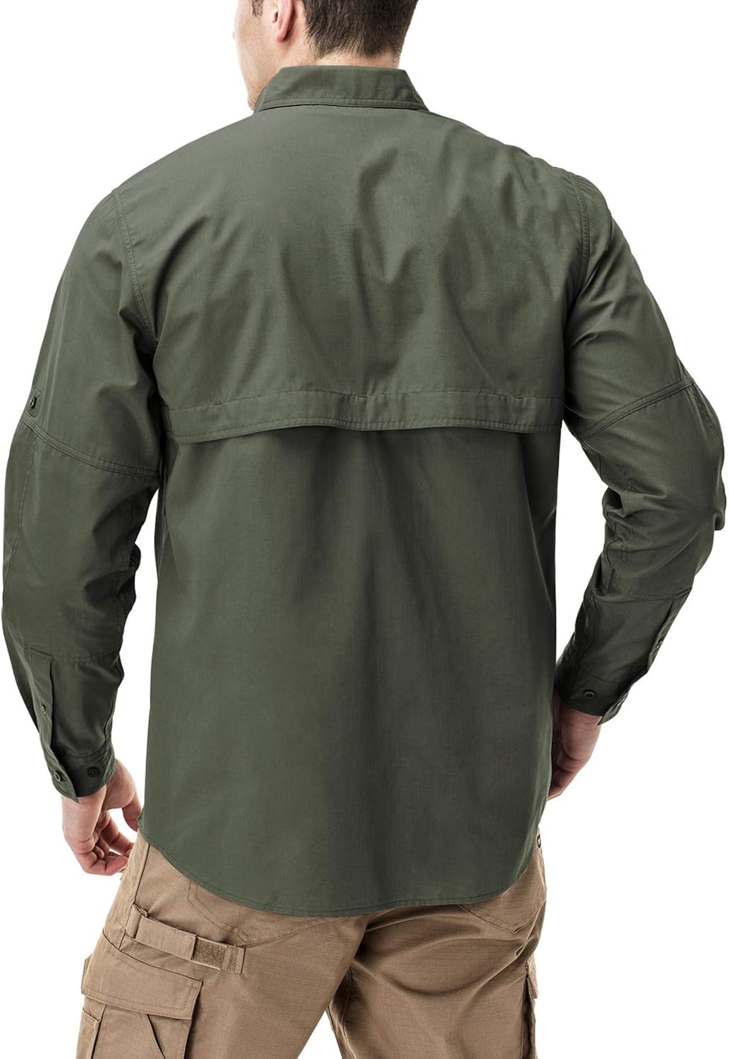 CQR Men's Long Sleeve Work Shirts, Ripstop Military Tactical Shirts, Outdoor UPF 50+ Breathable Button Down Hiking Shirt at  Men’s Clothing store