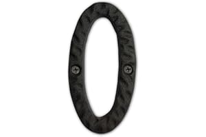 HOMUS House Address Numbers 4 Inch Height - Cast Iron House Number - Rustproof Black Finish - Number 0