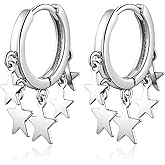 Watforsh Small Hoop Star Huggie Dangle and Drop Prom Lightweight Earrings Celestial Star Jewelry for Women