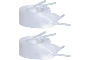 Marrywindix 2 Pairs 47" Flat Satin Ribbon Shoelaces Silk Shoestring Wide Shoe Laces for Sneaker Skate Shoes Boots Sport Shoes