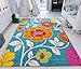 Well Woven Modern Rug Daisy Flowers Blue 5'X7' Floral Accent Area Rug Entry Way Bright Kids Room Kitchen Bedroom Carpet Bathroom Soft Durable Area Rug