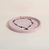 GemeShou Round Jewelry Organizer Plate, Top Microfiber Velvet Jewelry Display Tray, Empty Jewelry Showcase Tray for Necklaces, Bracelets, Rings, Earrings (Pink-Large, 9.8 x 9.8 in)