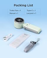 EasyAcc Portable Handheld Turbo Fan 13550RPM 4000mAh USB-C 5 Speeds White Green view 6