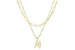 adoyi Gold Necklace for Women Layered Bubble Heart Letter Initial Necklaces for Women Trendy Jewelry 14K Gold Plated Chain Chunky Name Necklace Stack Charm A-Z Pendant Set Jewelry Gifts