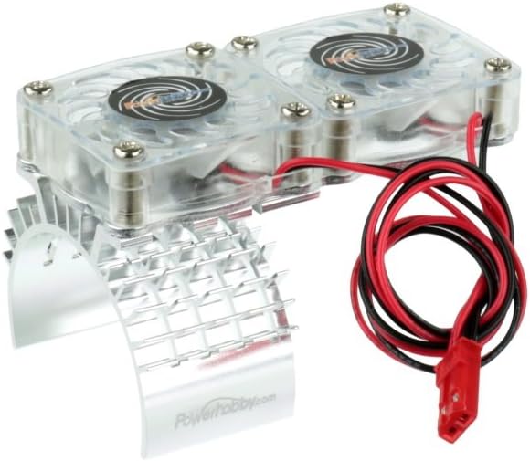 Powerhobby Aluminum Motor Heatsink Twin Dual Cooling Fan Traxxas Slash 4x4 Silver
