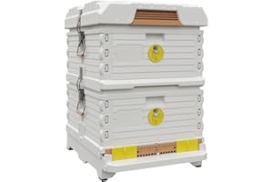 Apimaye Ergo Insulated 10 Frame Bee Hive Set [NO Frames Included] (Double Deep, White Body Yellow Entrance)