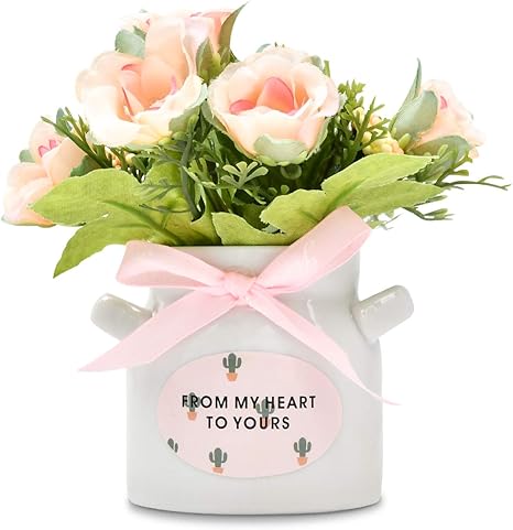 Amazon|造花 枯れない花 人工観葉植物 花瓶付 造花セット 造花グリーン 置物 インテリア おしゃれ プレゼント リビング 玄関 ダイニング  誕生日 ギフト 花束 美術館 ホーム 庭園 キッチン オフィス 喫 ラナンキュラス フラワー (シャンパンのバラ)|造花 オンライン通販