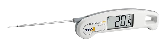 TFA Dostmann Thermo Jack Pro Digitales Einstichthermometer, Profi-Klappthermometer, abwaschnar, ideal für Lebensmittel