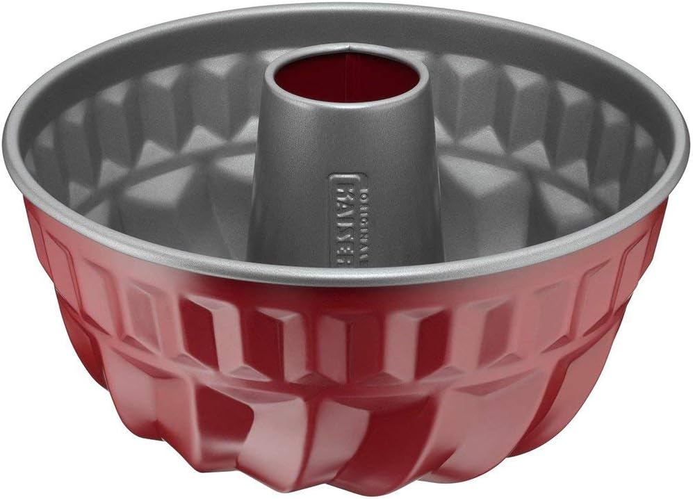 Kaiser Classic Plus Gugelhupfform 22 cm, Gugelhupf Backform rund rot, Kuchenform antihaftbeschichtet, gleichmäßige Wärmeverteilung