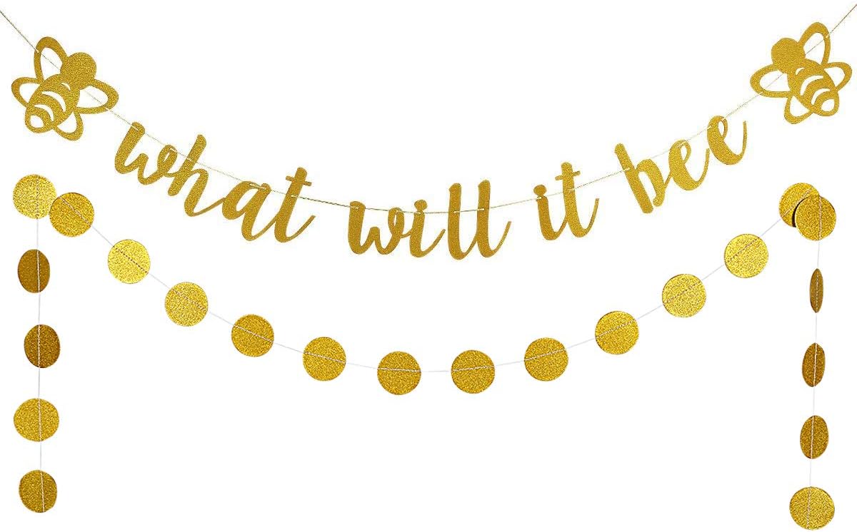 Amazon Com Gold Glittery What Will It Bee Banner And Gold