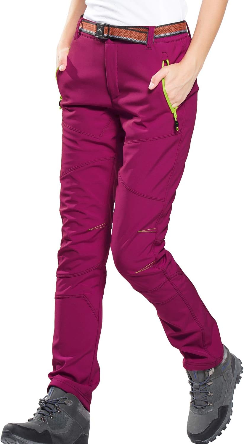 Women's Softshell Trousers Hiking Trousers Ski Pants Fleece Lined Waterproof Warm Outdoor Trousers for Camping Trekking Walking Hiking Ski