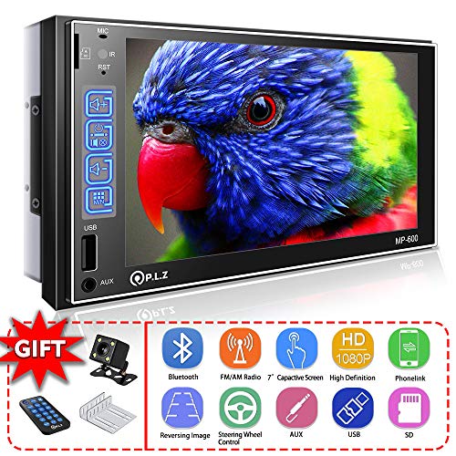 PLZ Car Stereo with Bluetooth, in Dash Universal Double Din Car Radio Receiver with Backup Camera, 7