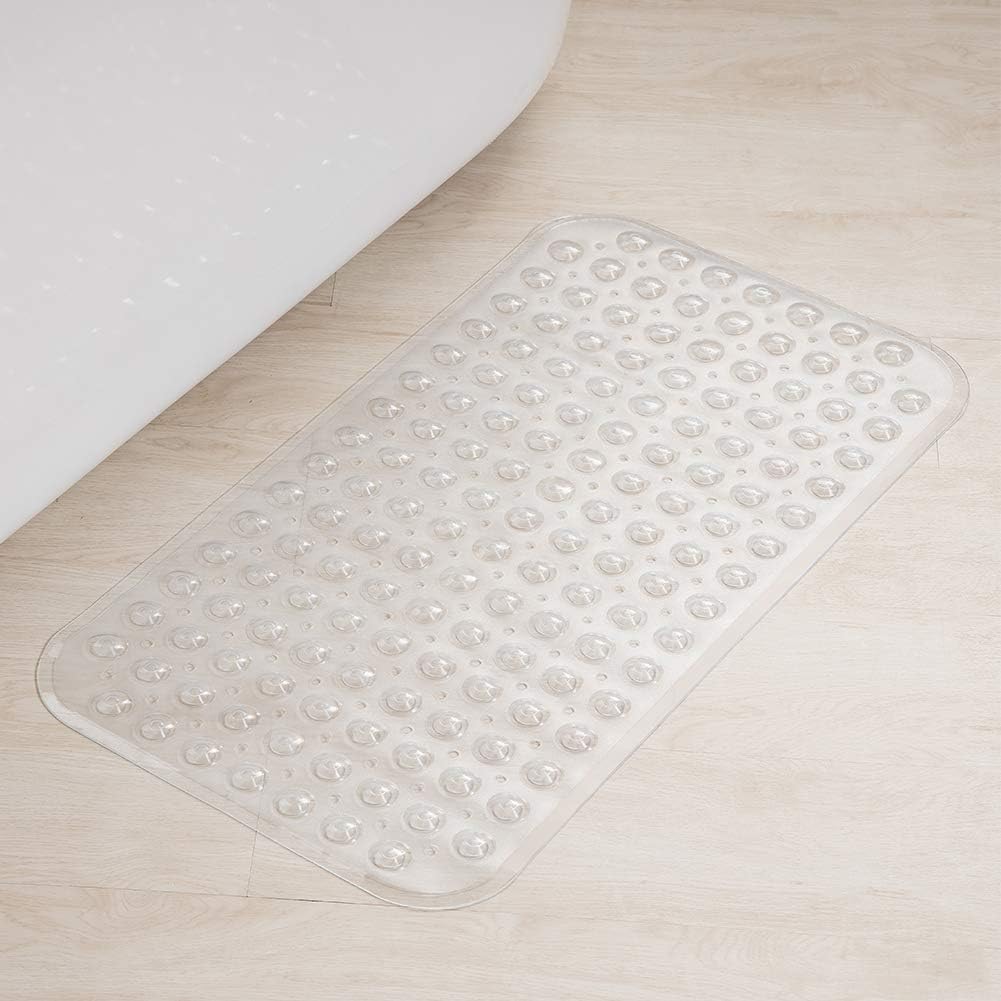 AmazerBath Bath Tub Mat, Medium Size 27.6 x 15 Inches Non-Slip Shower Mats with Suction Cups and Drain Holes, Bathtub Mats Bathroom Mats Machine Washable (Clear): Home & Kitchen