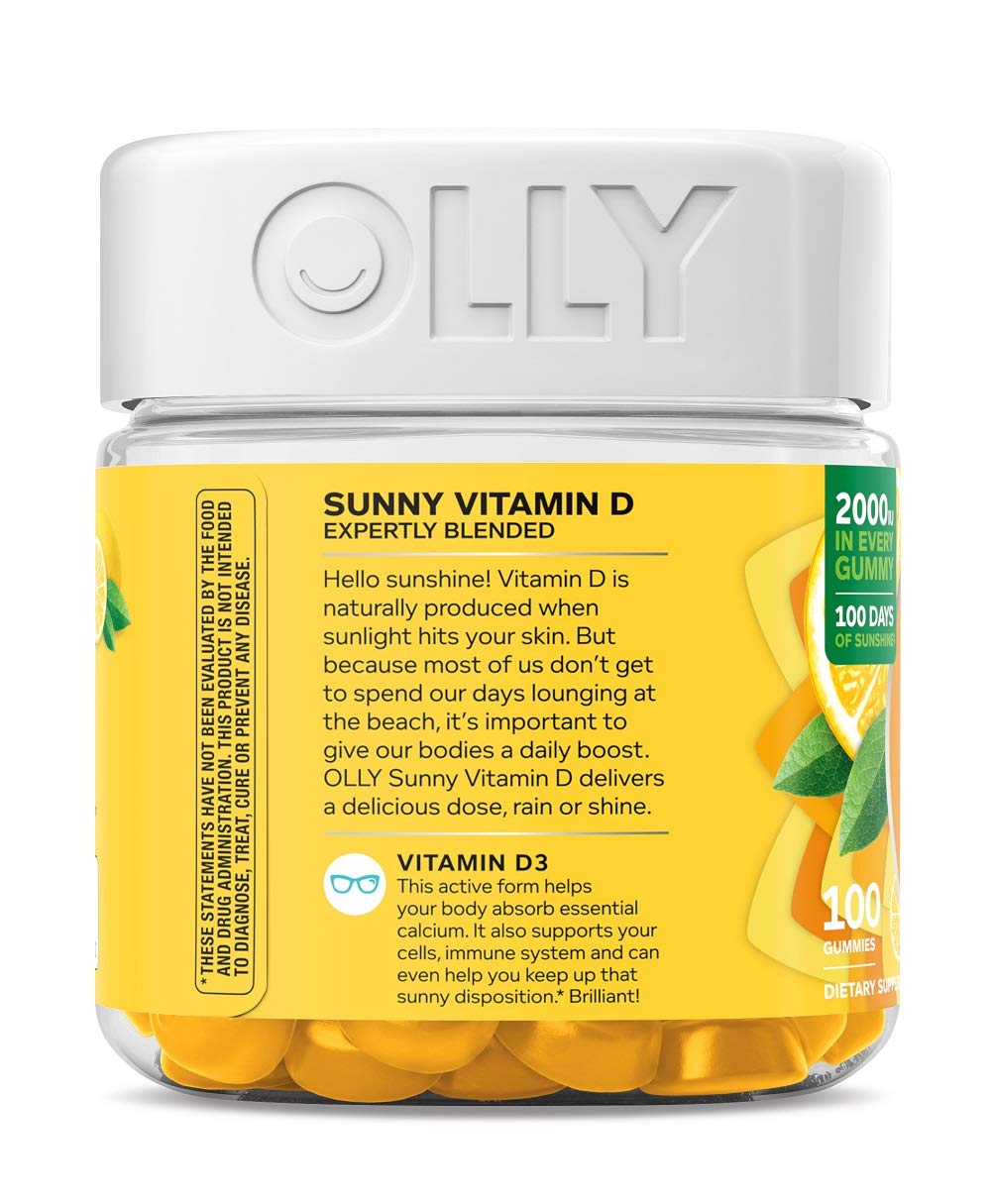 OLLY Sunny Vitamin D Gummy, 100 Day Supply (100 Gummies), Luminous