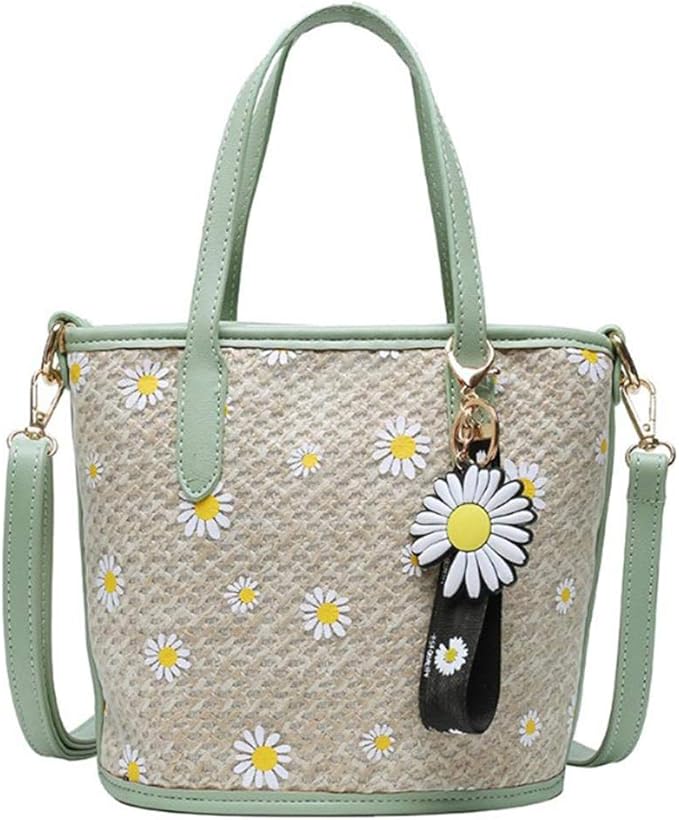 Straw Crossbody Bag, Women's Shoulder Bag Straw Woven Bag Daisy