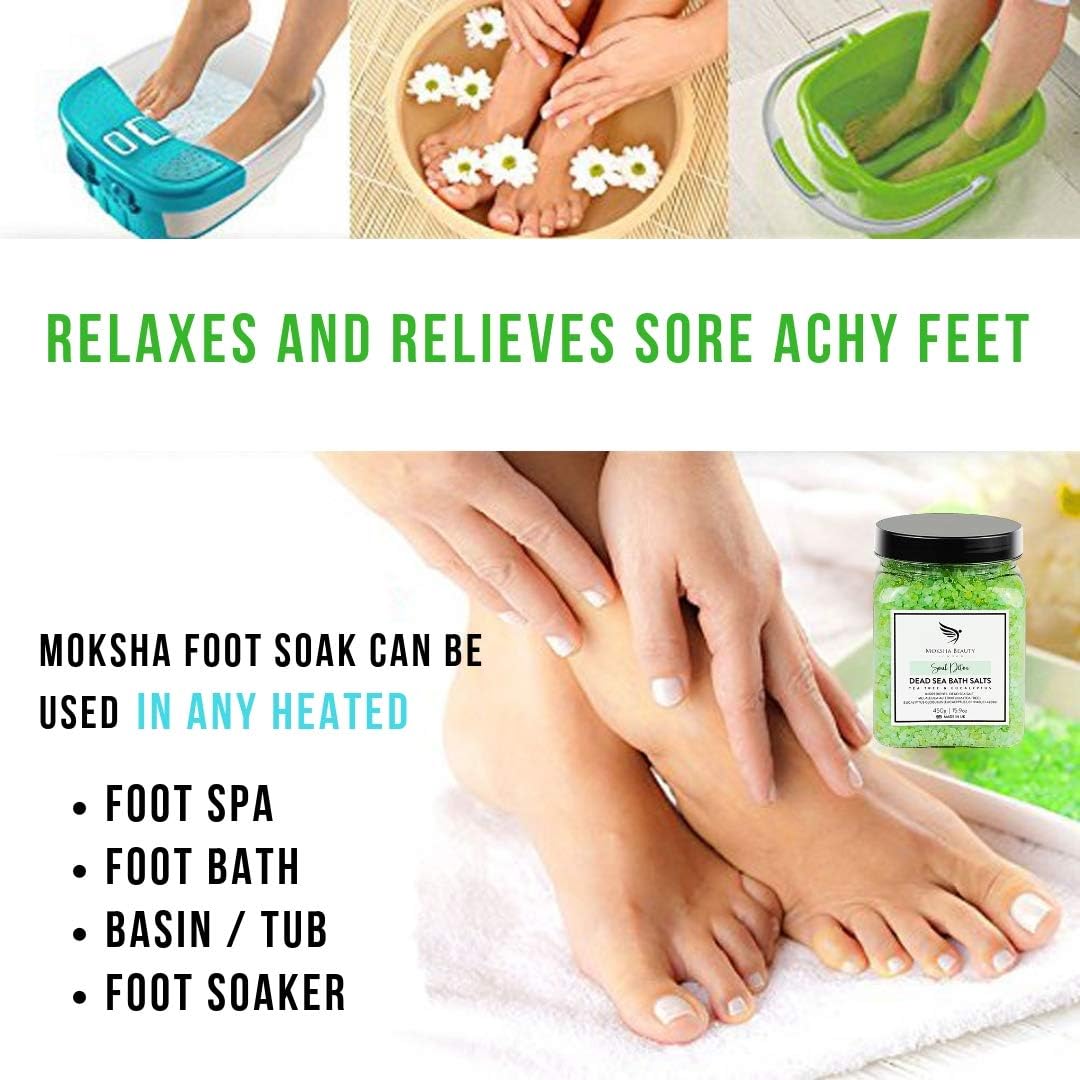 Foot Spa Salts with Tea Tree Oil, Natural Dead Sea Bath Salts for Men & Women, Tea Tree Foot Soak Aromatherapy Bath Salts - Image 3