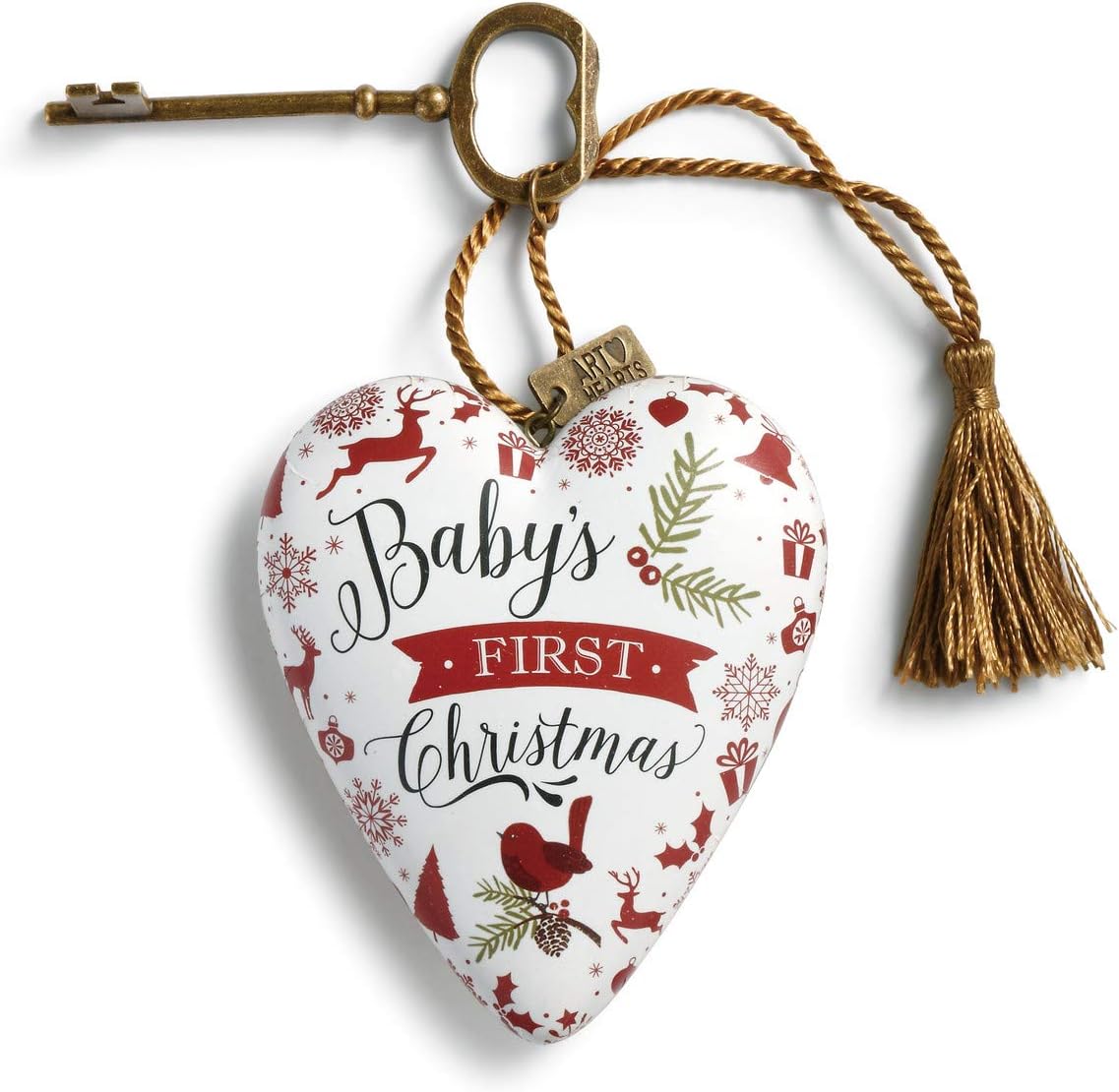 DEMDACO Baby's First Christmas Red 4 x 3 Resin Stone Art Heart Locket Figurine