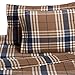 Amazon Brand – Pinzon Plaid Flannel Bed Sheet Set - King, Brown Plaid