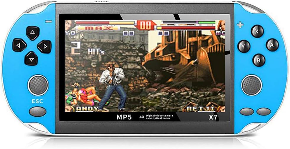 CUEYU Retro 4.3 inch Full View HD 30W Pixel TFT Screen Classic Game Console Handheld Portable 800 Built-in 8GB Memory Games (Blue)