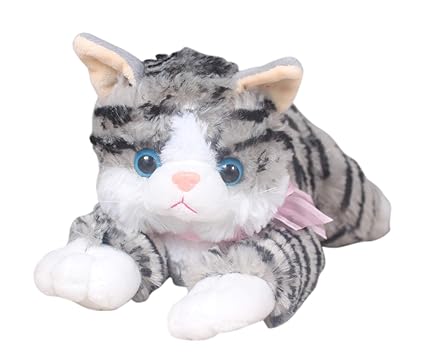 Tickles Grey Cute Laying Cat Stuffed Soft Toy for Kids 20 cm