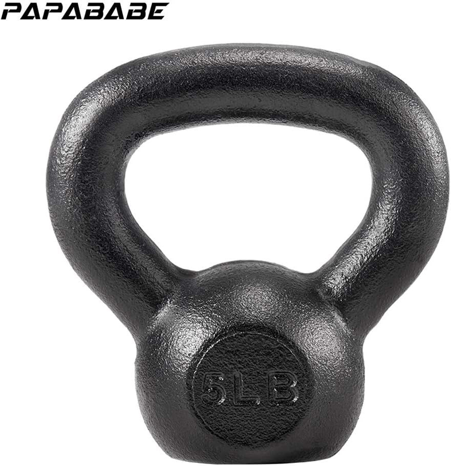 PAPABABE Kettlebell Weights Cast Iron Kettlebell Weight Set Hand Weights Man Women Homge Gym Weight Ball Kettle Bells Deadlift Squat, Single