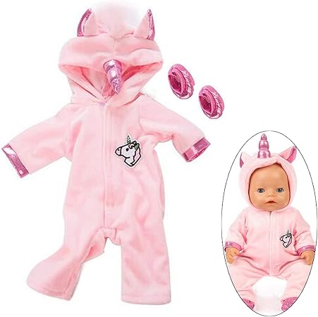 Amazon Es Ouinne Uinicornio Ropa Trajes Vestidos Para Munecas De Bebe En Tamano 17 18 Rosado Juguetes Y Juegos