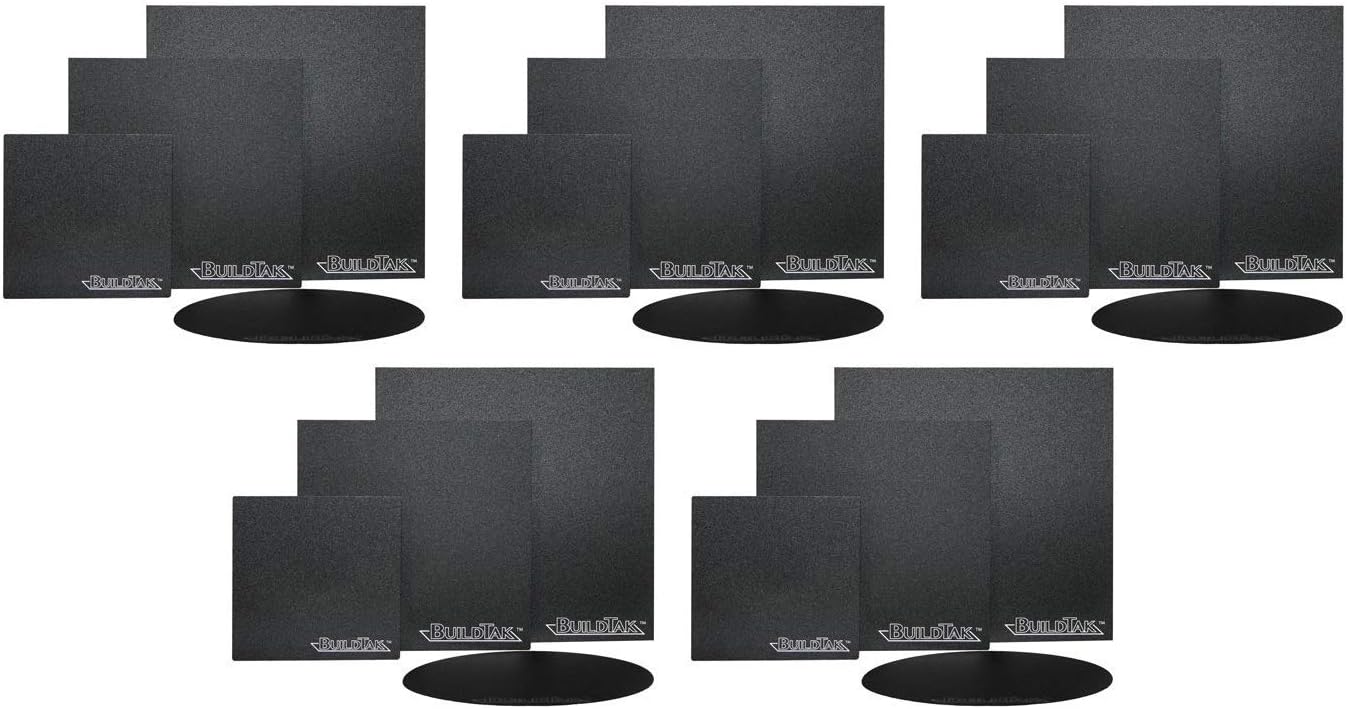 BuildTak 3D Printing Build Surface, 4.5" x 4.5" Square, Black (Pack of 3) (Вundlе оf Fіvе)