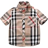 YUEGUANG ボーイズ 半袖シャツ 夏 チェックシャツ キッズ 男の子 ｙシャツ ワイシャツ かっこいい トップス カジュアル 発表会 100 110 120 130 140