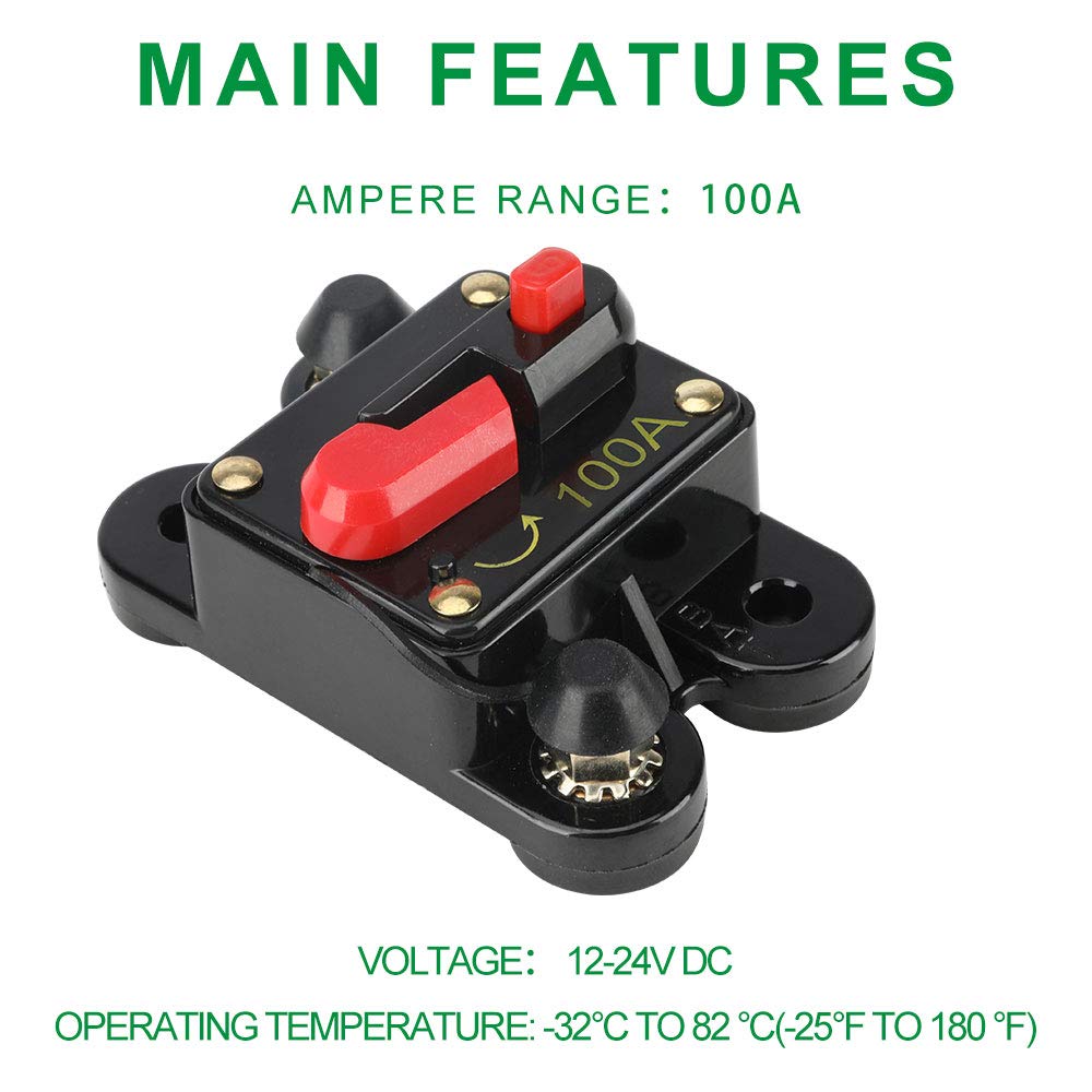 100 Amp Circuit Breaker - JOYHO 12-24V DC Circuit Breaker with Manual Reset Waterproof Fuse Holder for Marine RV Car Audio and Home Solar System Amps Protection: Industrial & Scientific