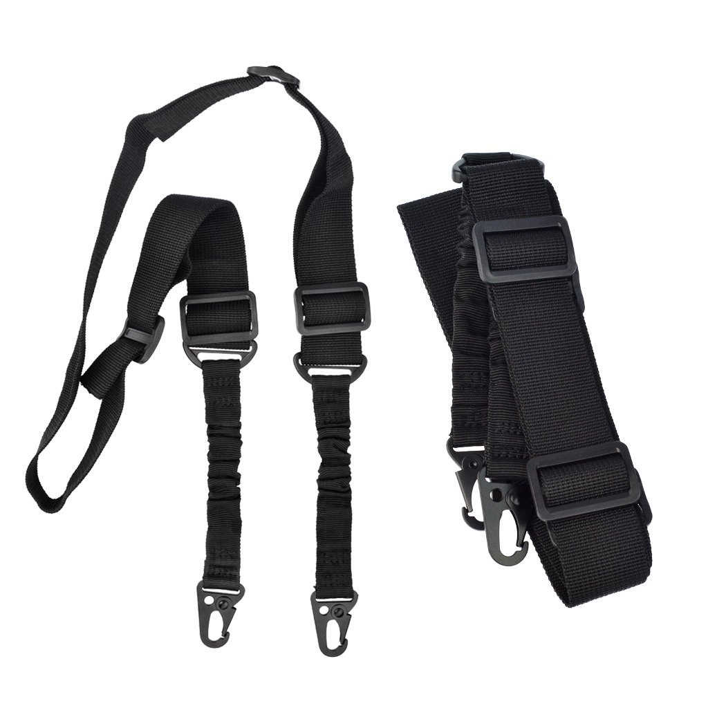 SUMESHA 2 Point Rifle Sling 2 Pack Two Point Gun Sling Adjustable Length for Hunting Shooting Military Exercises Field Game Black