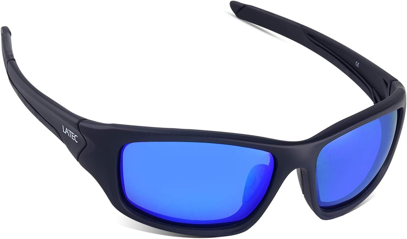 LATEC Polarized Sports Sunglasses Lightweight Glasses with UV400 Protection & TR90 Unbreakable Frame For Men Women Cycling Running Fishing Golf Driving Running