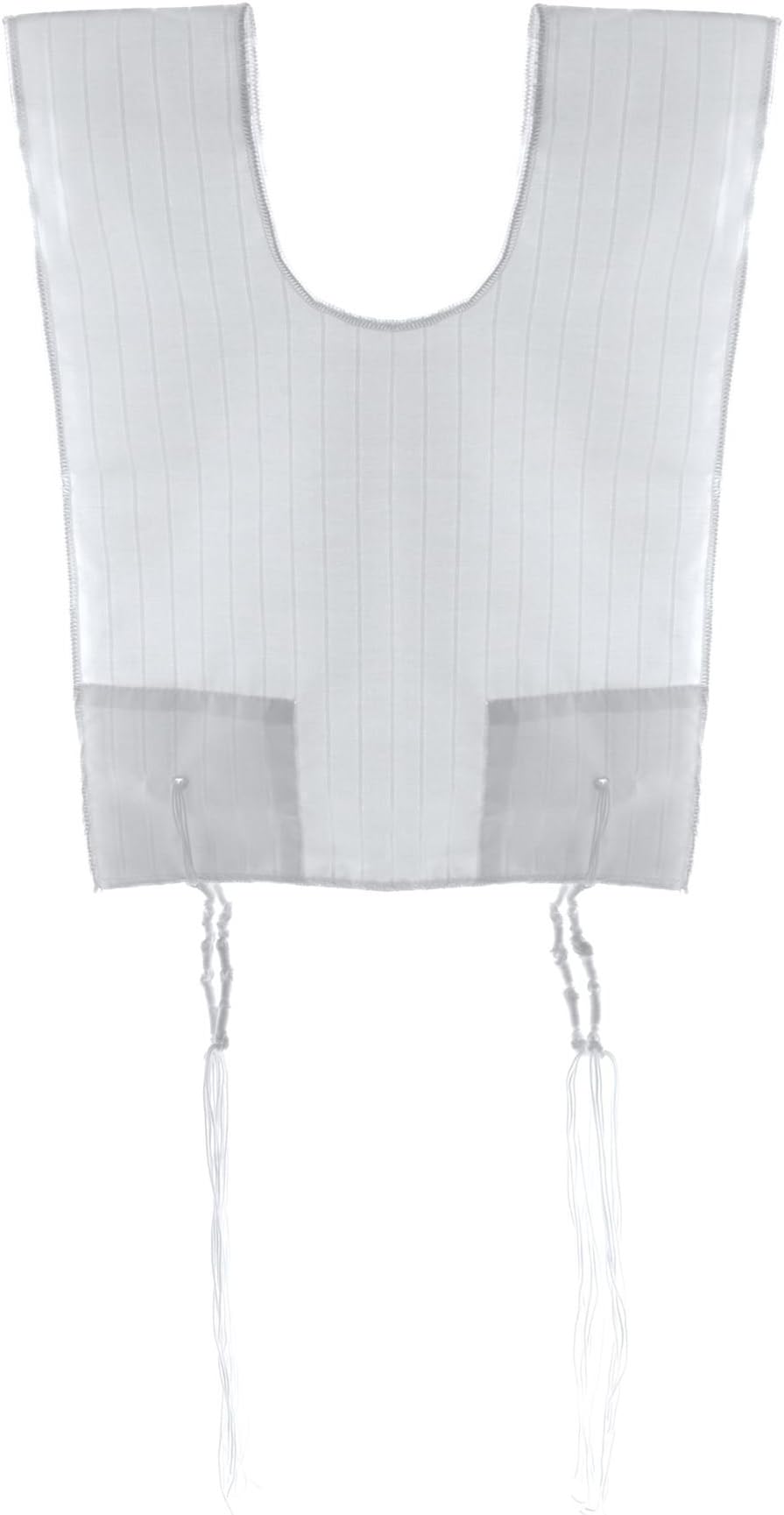 White Polycotton Talit Katan with Wool Tzitzit, 63 x 126 centimetres